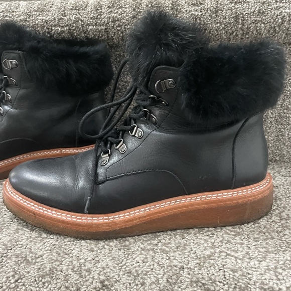 Leather and fur lace up booties - Picture 10 of 10